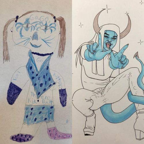 How about another then vs now? ⁣ Left: 2003 (age 10)⁣ Right: 2020 (age 27)⁣ ⁣ I’ve been drawing for 