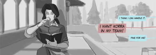 patronustrip: BONUS: Good luck kissHeadcanon #2 Korra will never play any game or go in any adventure without a good luck kiss from Asami. Why? Because she is a PUPPY. Enjoy,patronustrip 