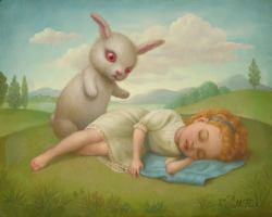 contemporary-artist-gallery: Marion Peck Mr. Bunny 2004 11 x 14 in / 28 x 35.5 cm Oil on Wood 