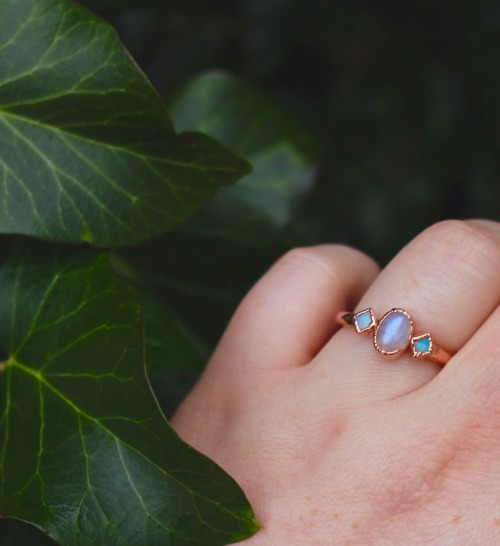 Moonstone &amp; Opal copper ring ✨ Handmade and one of a kind  Available here