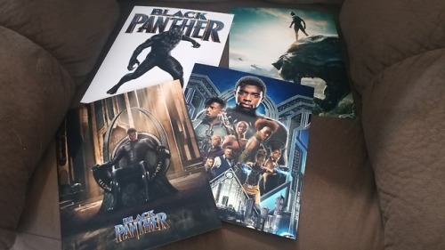 Got my black panther movie posters today! They’re glossy like photographs so I’m going to have to find frames for them ☺🐾