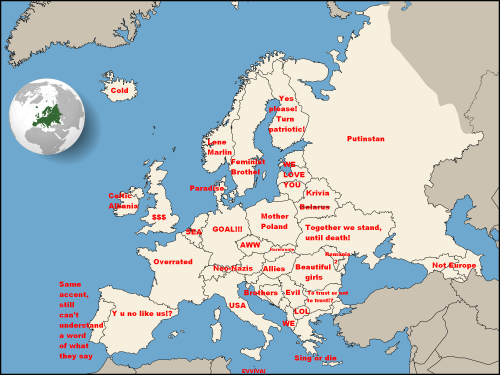 mapsontheweb:Europe according to the AlbaniansMore stereotype maps »