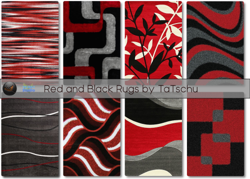 Hi my dear friends!Today I have a new Rug Set for your Simmies!- Black and Red 4x3 Rugs in 8 Swatche