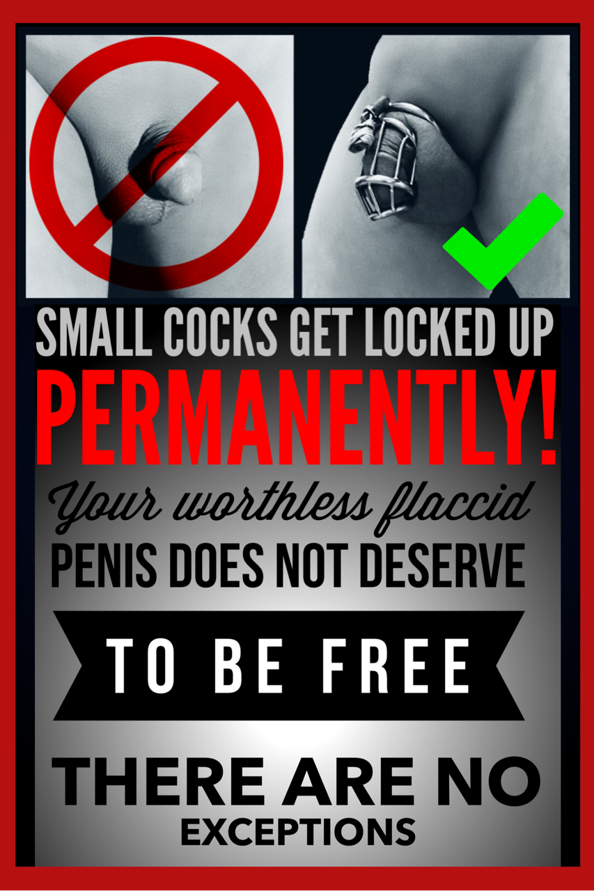 slavesmallerthan:  I should never cum again; Locked and horny like a good limp little