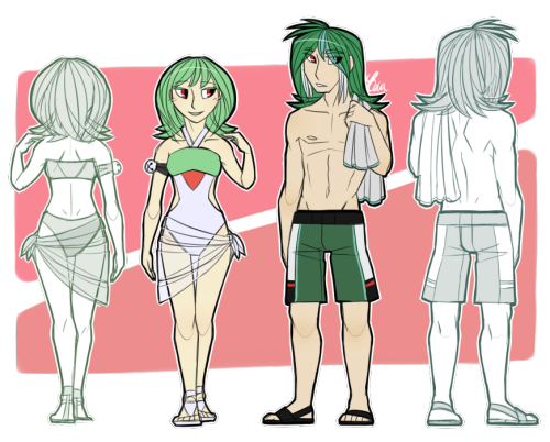 Soooo PMA is have a Summer Carnival event and I felt like drawing my Amies / gijinka in some beachwear /o/ Cassandra, Diana, Charity and Valor, respectively.
I may draw their normal summer attire another time though, but drawing pokemon-themed...