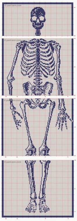 DIY Life Size Skeleton Crochet Chart. I posted this on truebluemeandyou and my Halloween blog, but D