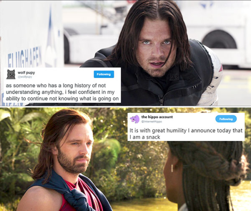 livebloggingmydescentintomadness:Bucky Barnes tweet meme, part two (part one)