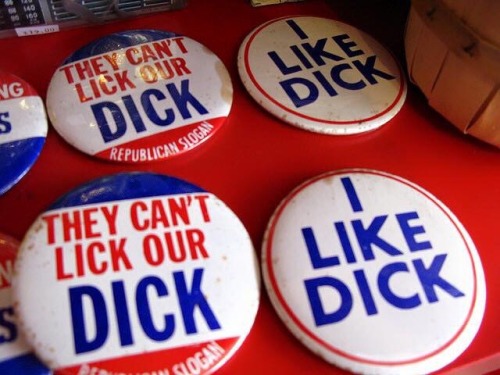 guruthethird: sexghosts: Actual Richard Nixon campaign paraphernalia I would pay good money for thes