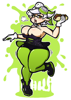 gastrictankafterhours:  Marie from Splatoon. With a hot dog. Alright.Character depicted as 18+. Clearly.