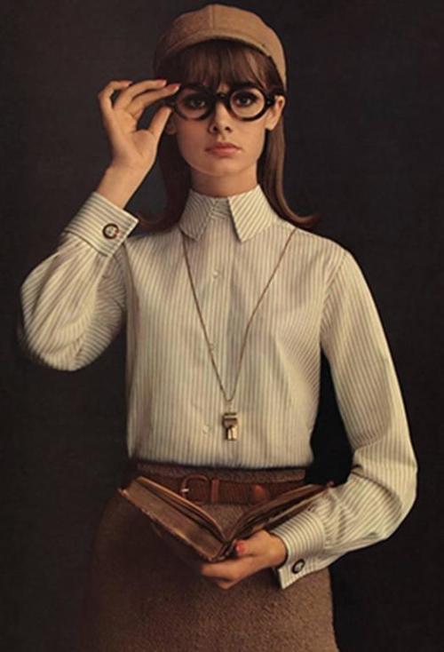 William Helburn Photograph - Jean Shrimpton Buttoned Up Lady Van Heusen 1964