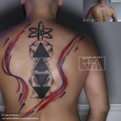 By Joa Antoun, done in Beirut. http://ttoo.co/p/35669 back;big;brush stroke;facebook;geometric shape;graphic;joaantoun;painting tatto;profession;cover ups;twitter