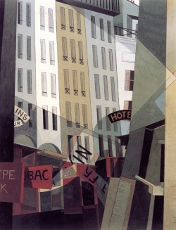 arsvitaest:  “Rue du singe qui pêche” Author: Charles Demuth (American, 1883-1935)Date: 1921Medium: Tempera on academy boardLocation: Terra Foundation for American ArtCharles Demuth’s Rue du singe qui pêche (translated as the “Street of the