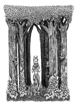 wilburwhateley:  worksbycsullivan:  the man in the wood part 2 of an ongoing 4-part series of illustrations inspired by and dedicated to arthur machen’s 1894 novella the great god pan  by Claire Sullivan