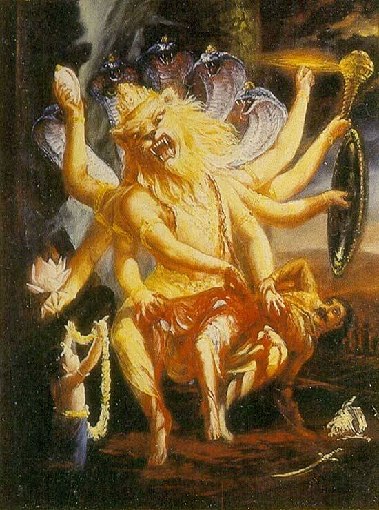 thatmeansprogress:  Lord Nrsimhadeva, the lion headed avatar of Vishnu, tears open