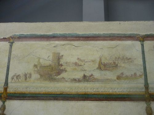 Palazzo Massimo - Villa of the Farnesina (set 3)Corridor frescoes:1. Battle of Actium2. Caryatide3. 