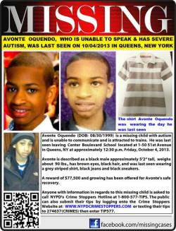 Moenyka:  Avonte Oquendo Is Still Missing, Please Reblog This Post. He Is A 14Yr