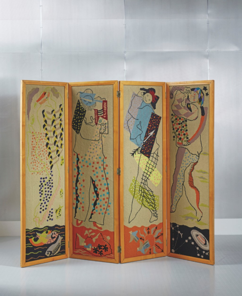 Jean Lurcat, ‘Les Harleguins’ screen with four leaves, circa 1924. 