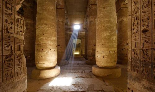 The Second Hypostyle Hall of the Great Temple of King Sethi I at Abydos, view from the First Hyposty