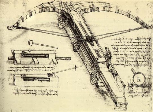 Design for a Giant Crossbow, 1482, Leonardo Da VinciMedium: ink,paper