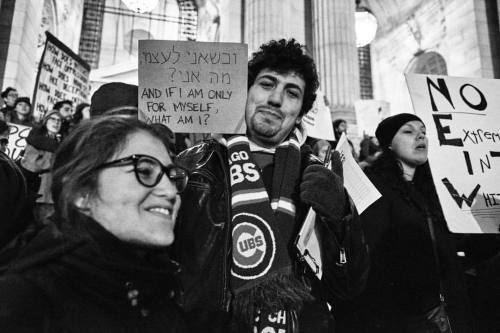 misssallymontana:November 22nd, 2016Muslims and Jews unite on the steps of the NYPL to protest Trump