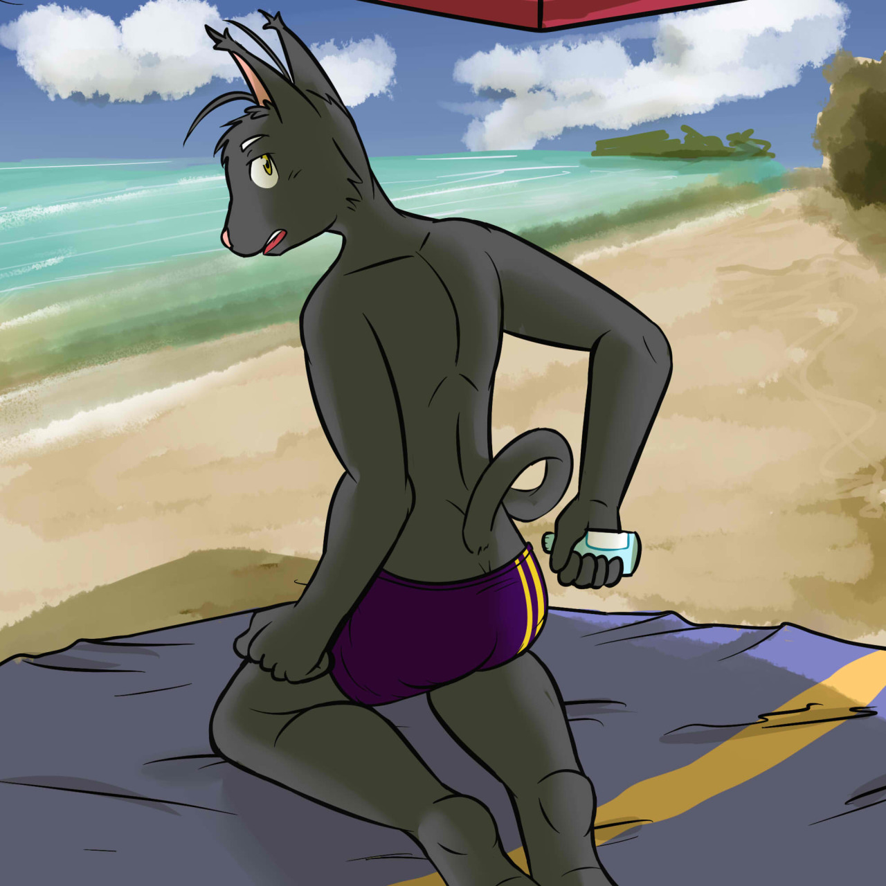 Shin at the beach asking you to get the hard to reach places.  Canon color and story