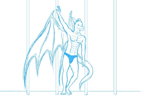 A small practice on various head tilts turned into a weird photoshoot where Thorn is leaning on some poles.  You find out and infer a context for it  But no matter what, he’s rocking his undies