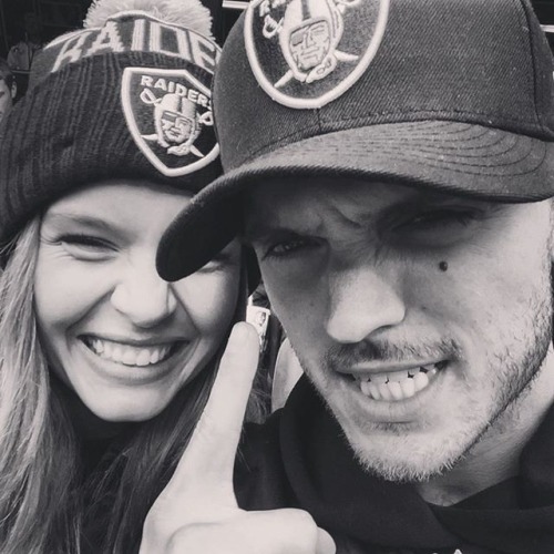 bohnes: spontaneously took her to chicago to enjoy her first @raidersgame. she looks damn good in si