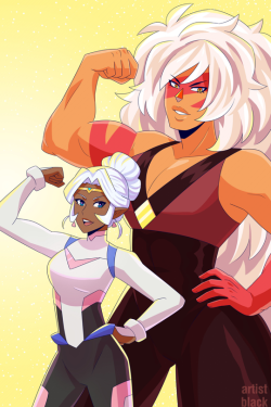 jasper-positivity:  artistblack:  long overdue pic of two cool ladies voiced by Kimberly Brooks  Bonus:  My two faves ❤💙💜💚