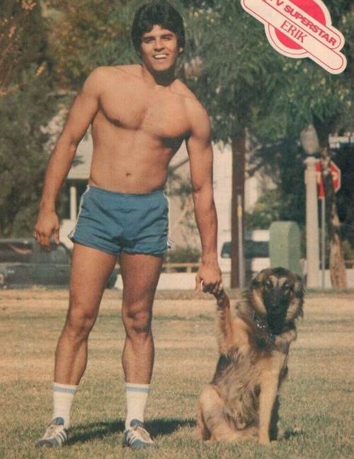 Erik Estrada with his adopted dog Don&rsquo;t Cry, c. 1970s