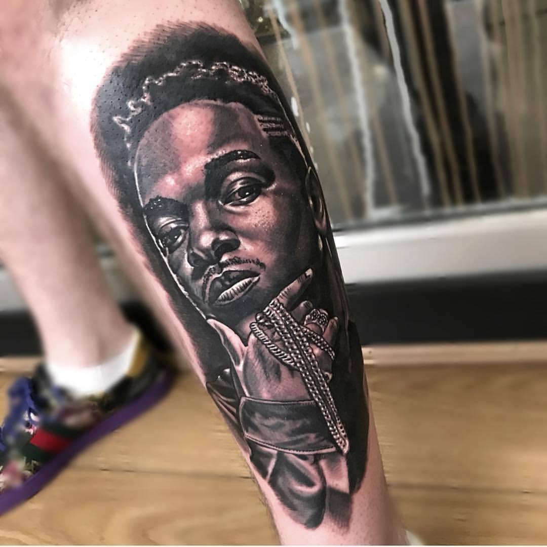 Kendrick Lamar tattoo | Hip hop tattoo, Kanye tattoo, Drake tattoos