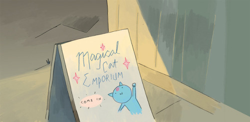 Me and @marktaihei split all the backgrounds on Magical Cat Emporium. We ended up drawing them all o