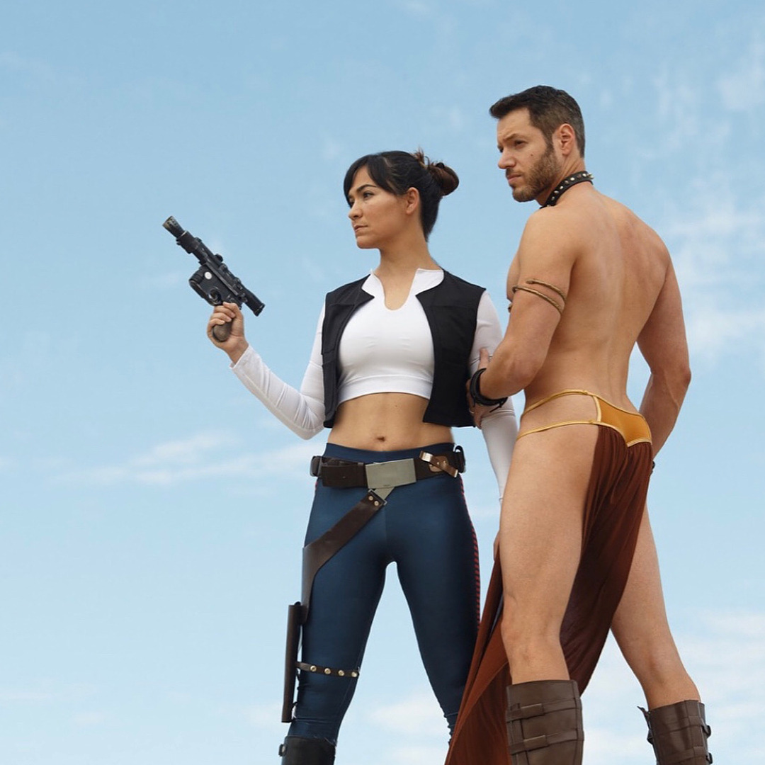 gaynerds: Genderswap Han Solo and Slave Leia cosplay Han: @america_young on Instagram