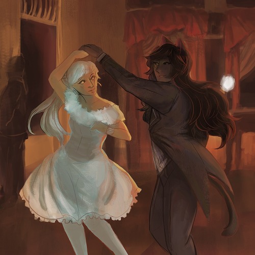 catprinx:  Monochrome collab with my girl cloudhime!! I did the lines and she did the incredible painting.It’s Blake and Weiss from dashingicecream‘s arranged marriage au!