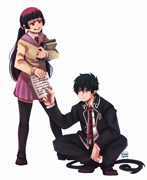 kiome-yasha: Just Rin and Izumo being boyfriend and girlfriend in high school. I am feeding myself ;