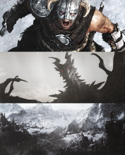 puellasmagi:  Skyrim legend tells of a hero known as the Dragonborn, a warrior with the body of a mortal and soul of a dragon, whose destiny it is to destroy the evil dragon Alduin. 