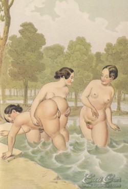 padwamidewani:  Der Waldsee : Erotic lithograph printed in Vienna in 1910 as part of a limited edition of 600. Artist Unknown, attributed to Peter Fendi 