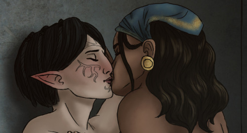 sylisdrawing: 30 Day NSFW Challenge Day 2. Naked kiss - Merrill x Isabela Challenge masterpost Full 