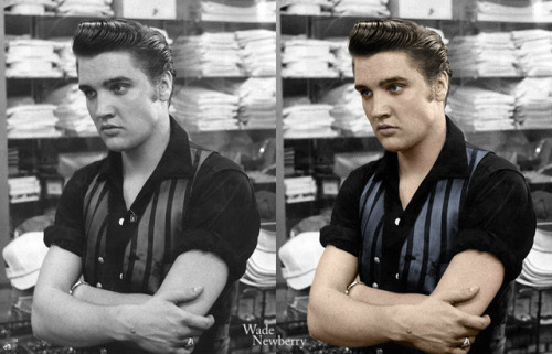 Elvis Presley - colorized - “before &amp; after”. Do you have an old photo you&