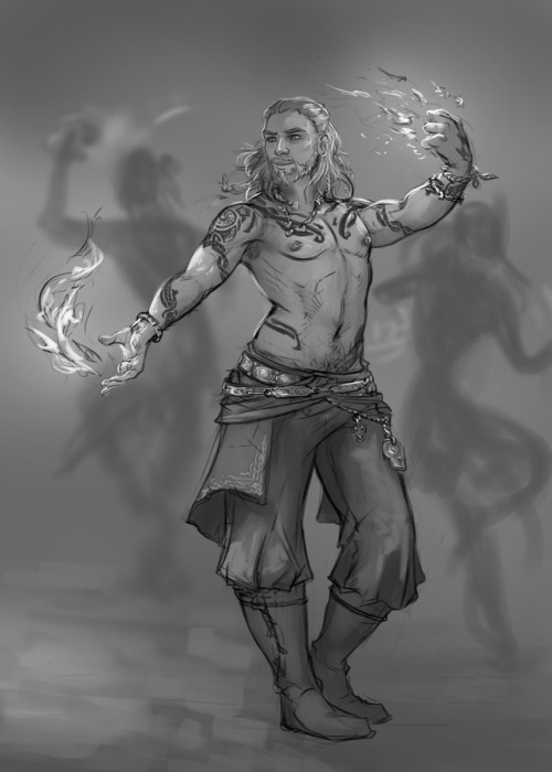 Patreon sketch poll prompt was ‘firedancer’, so have a vaguely viking-y mage. :PIf you’ve missed it 