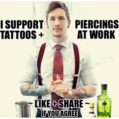 officialwarped:  Spread the cause! Go like Support Tattoos and Piercings at Work