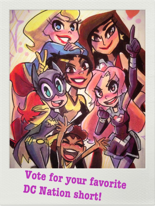 pennicandies:   Vote for your favorite short on DC’s websitehttp://www.dccomics.com/blog/2013/04/18/vote-for-your-favorite-of-dc-nation-short  Teen Tit— oh… right. : /  lol Teen Titans Go. D:   It’s a tough choice between Amethyst  and Thunder