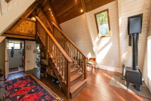 beau-ootifulsoup: revelation–blues: Cozy A-Frame Cabin in the Redwoods