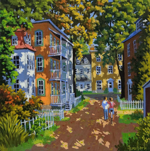 urgetocreate: Remi Clark (Canadian b.1944), Quartier Montcalm, Quebec City, Oil on canvas