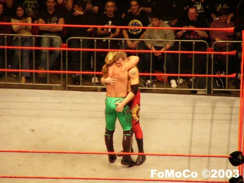 rwfan11:  Chris Jericho gets felt up by Christian!  ….. I don’t blame Christian