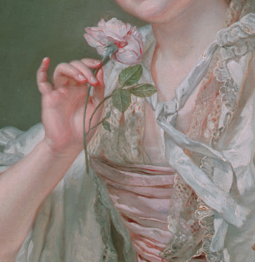 Jean-Baptiste Greuze, Mademoiselle Barberie de Courteille (detail) 1759