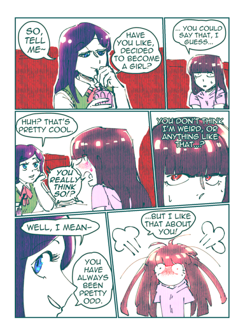 polyglotplatypus:here comes a new trans!mob comic! tfw you meet your first crush for the first time 