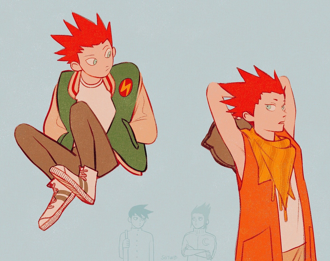 sotwb:  Same hair different style  Suzuki Shou (Mob psycho 100) Lea/Axel (Kingdom