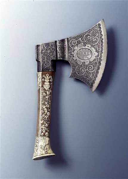 elsegno - treasures-and-beauty - Iron hand axe with bone inlays,...