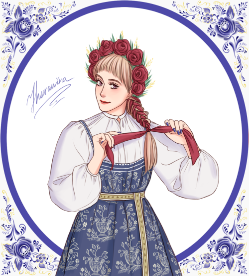 zhurawina: In this post I decided to combine the whole series of my drawings with Russian folk paint