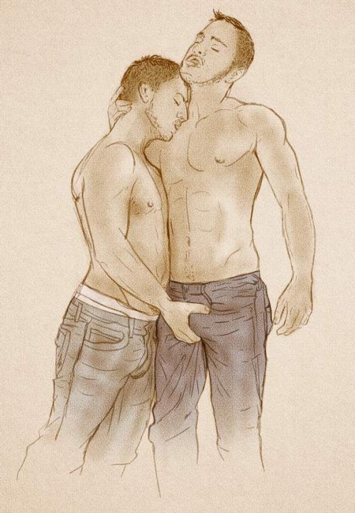 XXX mitchleyillu: gay couple by Mitch Ley https://society6.com/mitchcley photo